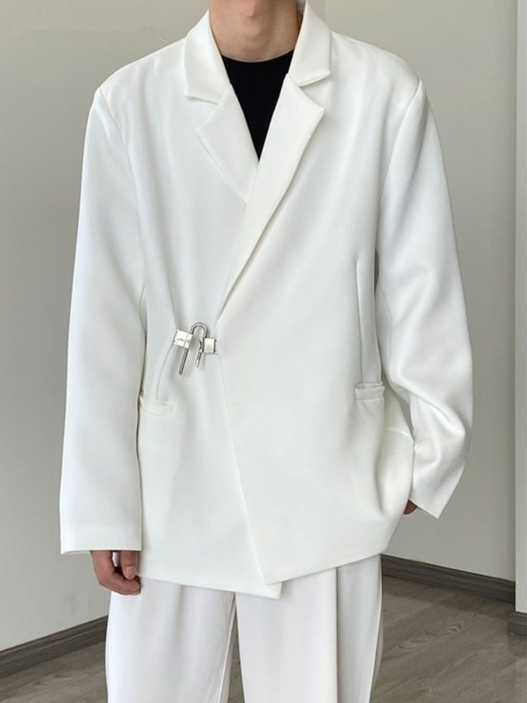 Streetwear Brand Niche - Conjunto de Blazer Casual Branco Masculino,