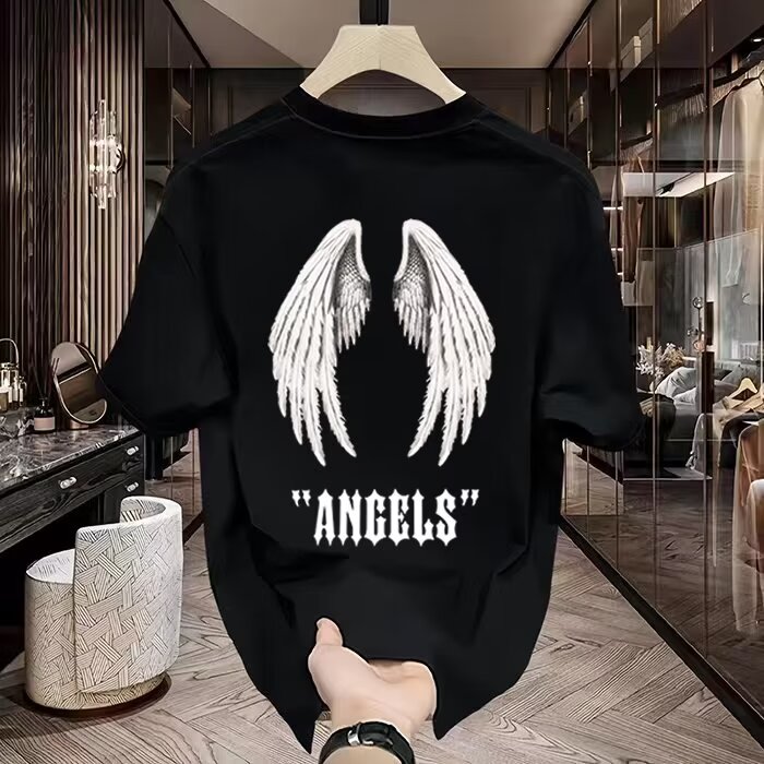 Streetwear Brand Tags - Camiseta de Algodão Puro de Manga