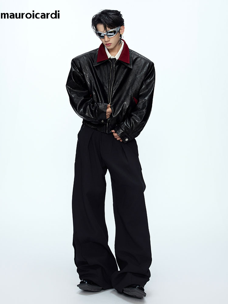 Jaqueta de Couro PU com Estamp - Streetwear Brand Jacket avaliação e preço